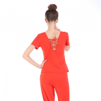 Korean fashion styles Yoga fitness sportswear 2sets(Short sleeve with Drawstring T-shirt+Pants)
